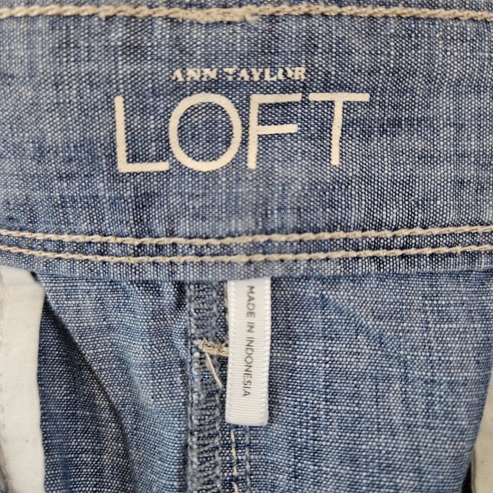 LOFT Denim Blue Mini Skirt with Button Accents - Picture 2 of 11